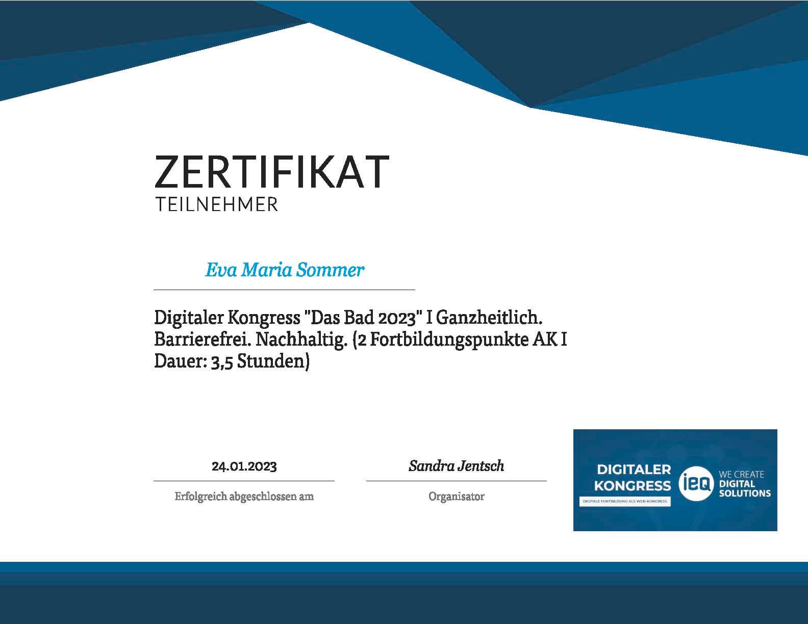 Zertifikat Wilfried Bleser - Heizung Sanitaer Service 