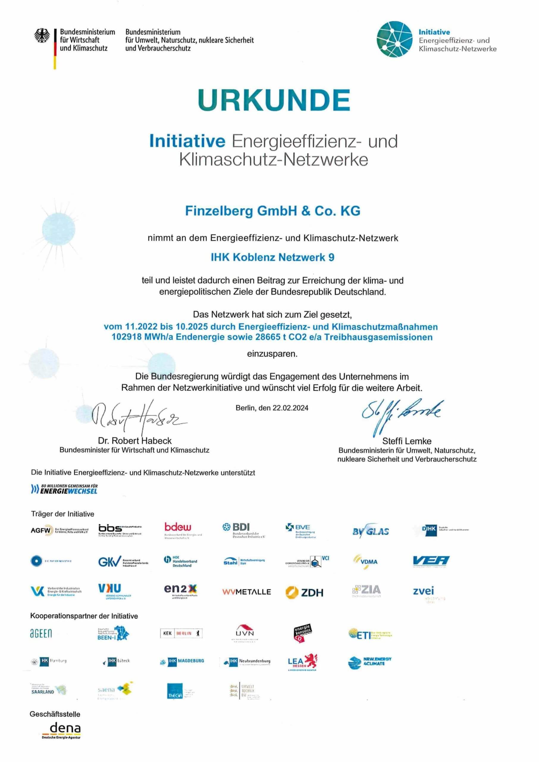 Zertifikat Finzelberg GmbH & Co. KG