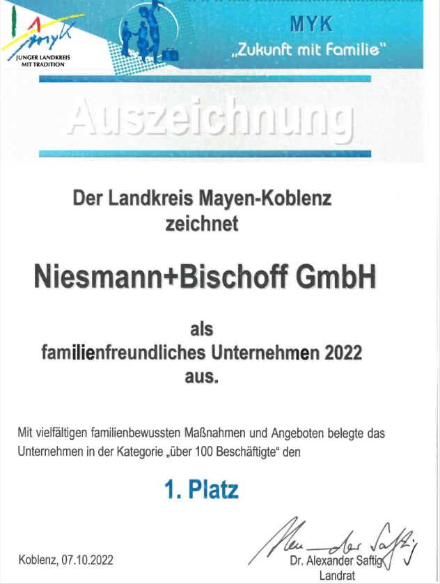 Zertifikat Niesmann+Bischoff GmbH